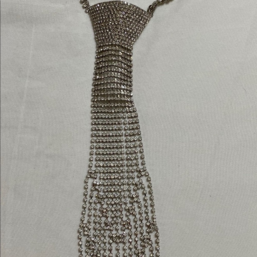 Rhinestone necktie necklace